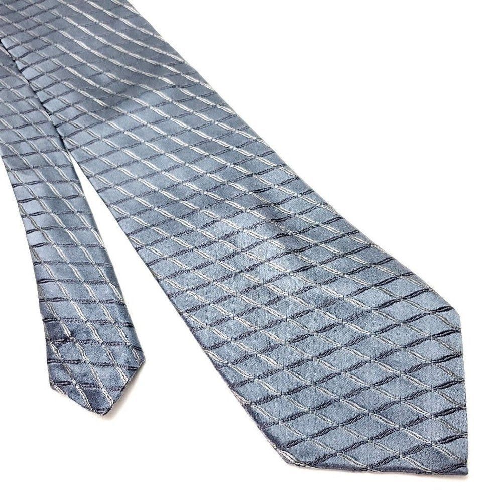 Ike Behar New York Silk Tie USA Woven Gray Plaid